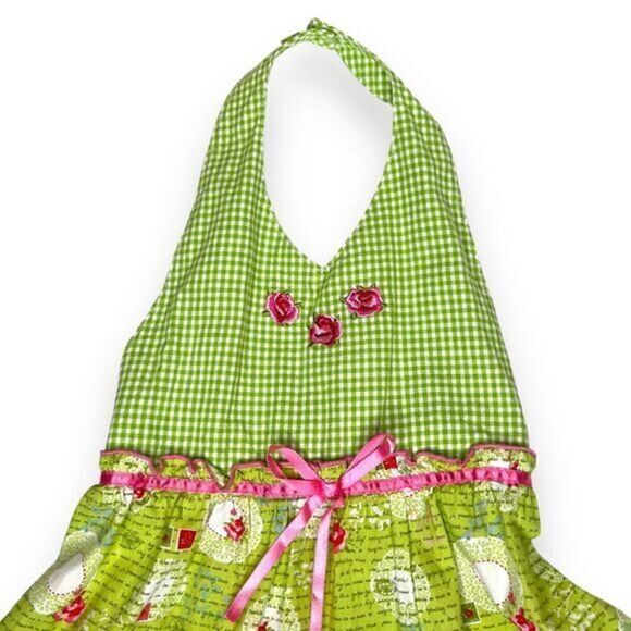 Blueberi Boulevard Smocked Sun Dress Tiered Gingham Halter Neck‎ Dress Size 5 - Picture 4 of 7